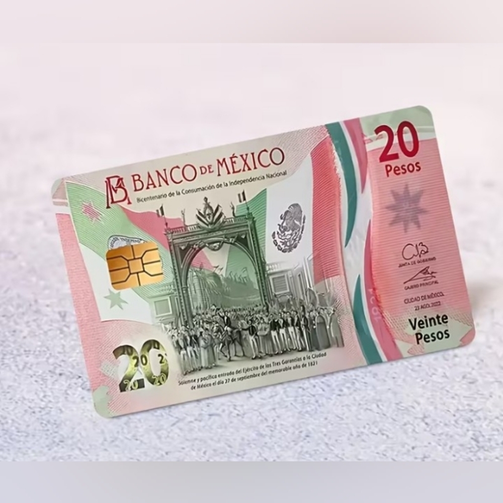 Banco de México 20 Pesos Credit Card Skin - Pink/Green Credit Card Cover